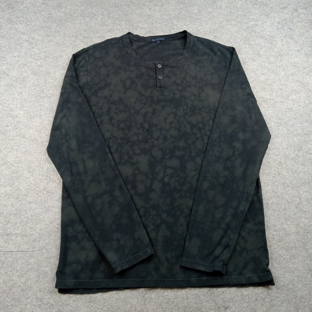 Patrick Assaraf Shirt Mens‎ XL Black Long Sleeve Henley Pima Cotton Stretch